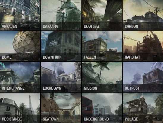 call of duty modern warfare 3 2011 maps list